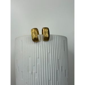 Vintage Signed Monet Brushed Gold Tone Lever Back Earrings